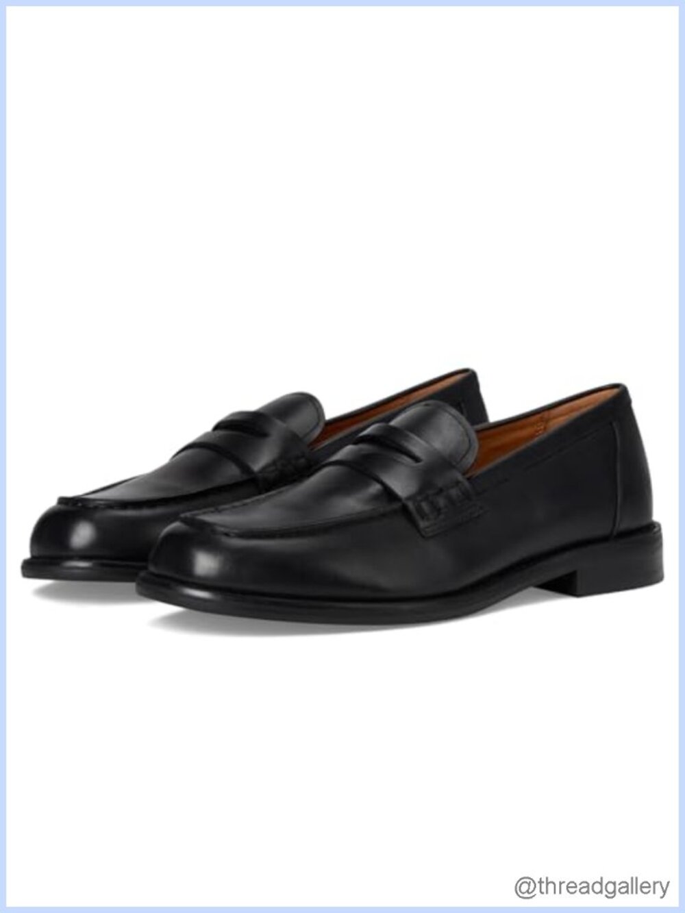 Linn Leather Loafers Moc Toe Block Heel Penny Slip-On Casual